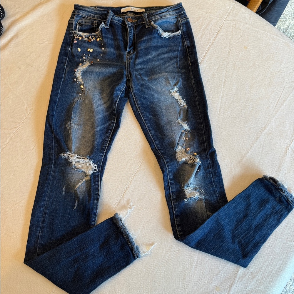 KanCan Dark Blue Distressed Skinny Jeans
